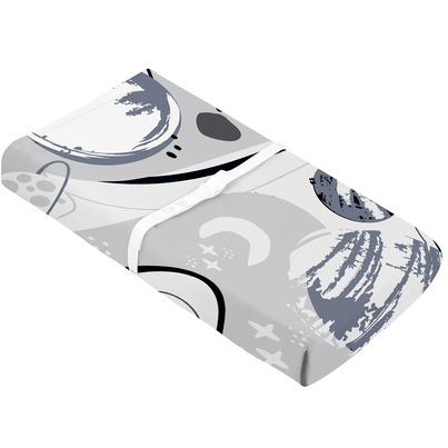 Kushies Percale Changing Pad Cover With Slits For Straps Space Blues