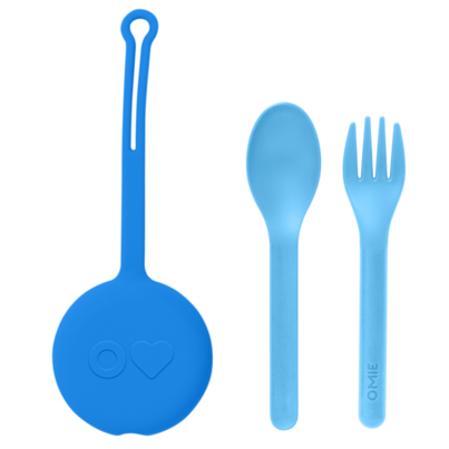 OmieLife Fork & Spoon + Pod Capri Blue