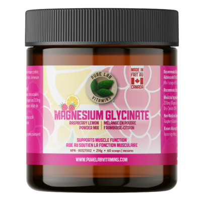 Pure Lab Vitamins Magnesium Glycinate Powder Mix Raspberry Lemon