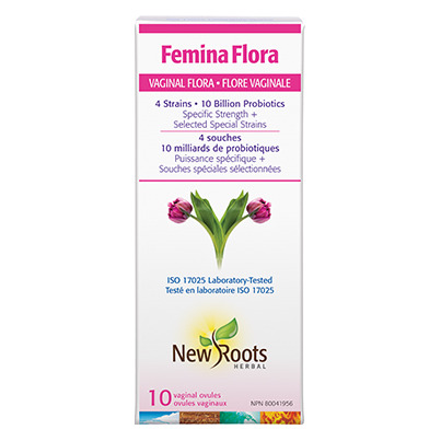 New Roots Herbal Femina Flora Vaginal Flora 4 Strains 10 Billion Probiotics