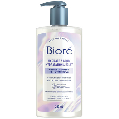 Biore Hydrate & Glow Gentle Cleanser Face Wash For Dry Sensitive Skin