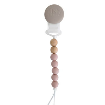 Tiny Teethers Mini Pacifier Clip Pale Pink