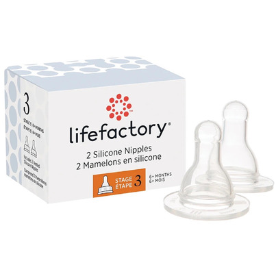 Lifefactory Silicone Nipples Stage 3 For 4oz And 9oz Glass Bottles