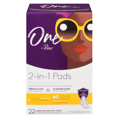 One By Poise Feminine Pads 2-in-1 Period & Bladder Leakage Pad Regular