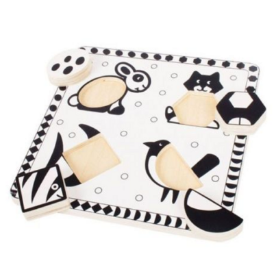 Bigjigs Black And White Pets Wooden Puzzle