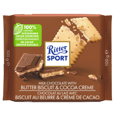 Ritter Sport Milk Chocolate Butter Biscuit & Cocoa Creme Square