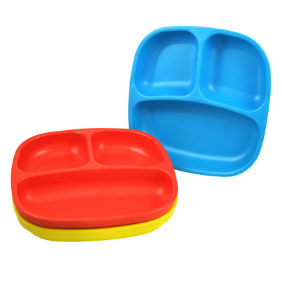 Re-Play Divided Plates Primary Red, Sky Blue And Yellow