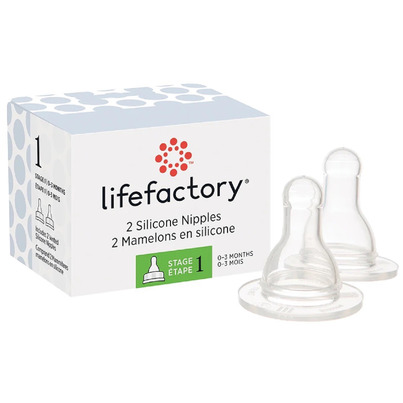 Lifefactory Silicone Nipples Stage 1 For 4oz And 9oz Glass Bottles