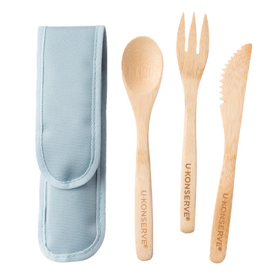 U-Konserve Bamboo Cutlery Set with Recycled Case Seafoam