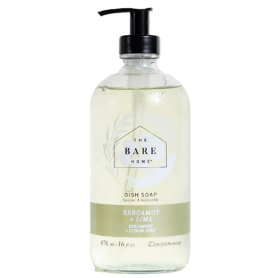 The Bare Home Dish Soap Glass Bottle Bergamot + Lime