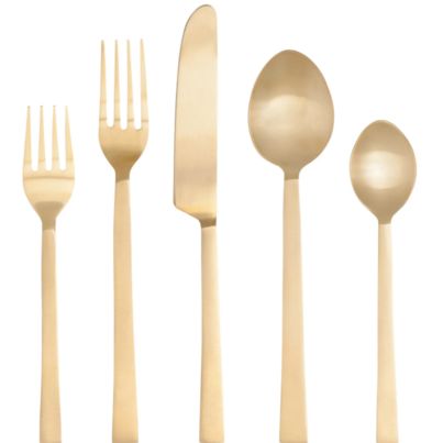 Danica Heirloom Matte Gold Edge Flatware Set