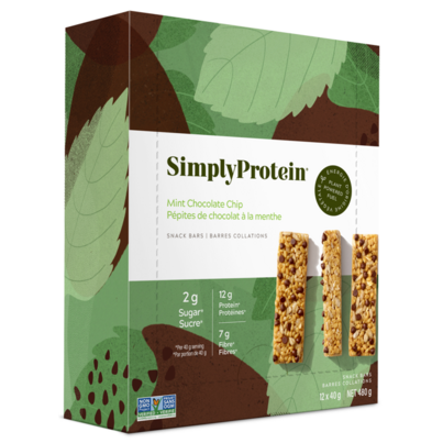 Simply Protein Mint Chocolate Chip Flavour Plant Based Snack Bars Case