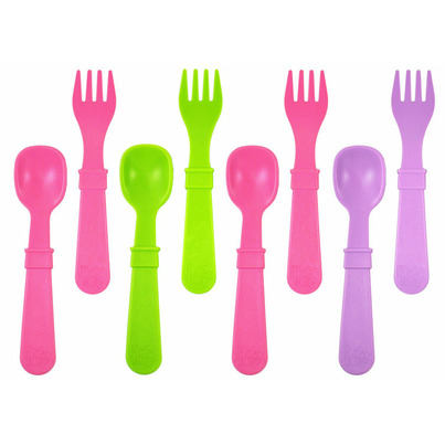 Re-Play Utensils Butterfly Bright Pink, Lime Green And Purple