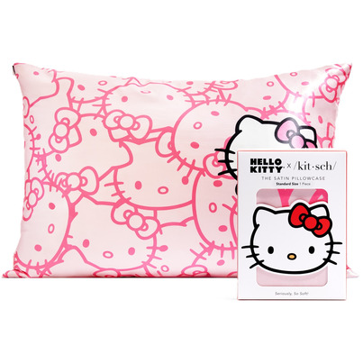 Kitsch X Hello Kitty Satin Pillowcase Pink Kitty Faces