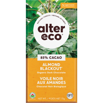 Alter Eco Organic Dark Chocolate Blackout Almond 85% Cacao