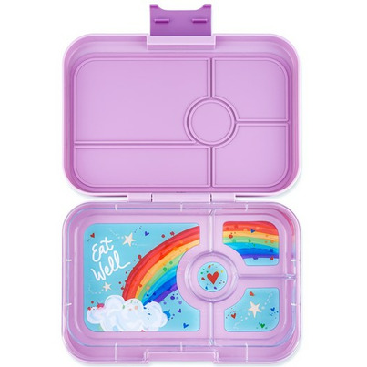 Yumbox Tapas 4 Compartment Seville Purple With Rainbow Tray