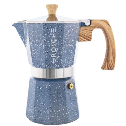 GROSCHE Milano Indigo Blue Stone Stovetop Espresso Maker 6 Cup