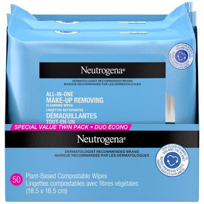 Neutrogena All-in-One Makeup Remover Cleansing Face Wipes Two Pack