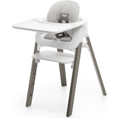 Stokke Steps High Chair Complete Hazy Grey With White Seat And Grey Cushion