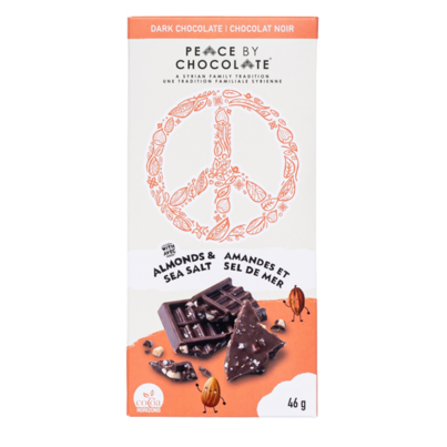 Peace By Chocolate Dark Chocolate With Almonds & Sea Salt Bar