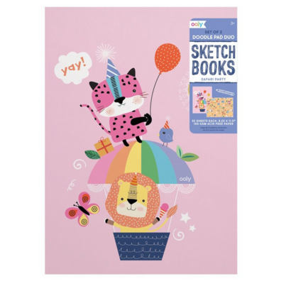 OOLY Doodle Pad Duo Sketchbooks Set Of 2 Safari Party