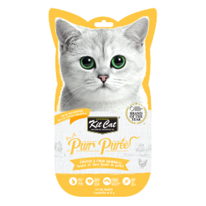 Kit Cat Purr Purees Cat Treat Chicken & Fiber Hairball Control
