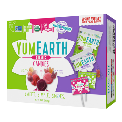 YumEarth Organic Easter Variety Box Gummy Fruits + Sour Beans + Pops