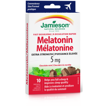 Jamieson Fast Dissolving Melatonin 5 Mg Chocolate Flavour Travel Size