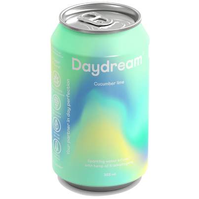 Daydream Cucumber Lime Sparkling Water Infused With Hemp & Adaptogens
