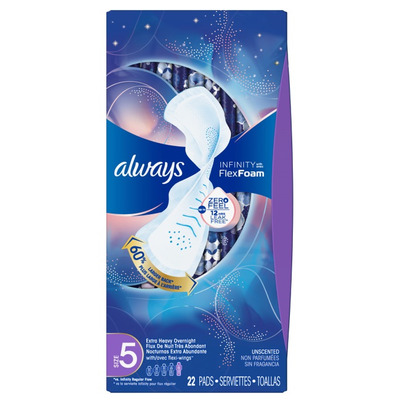 Always Infinity Extra Heavy Overnight Pads With Wings