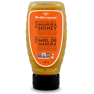 Wedderspoon Raw Monofloral Manuka Honey KFactor 16 Squeeze Bottle