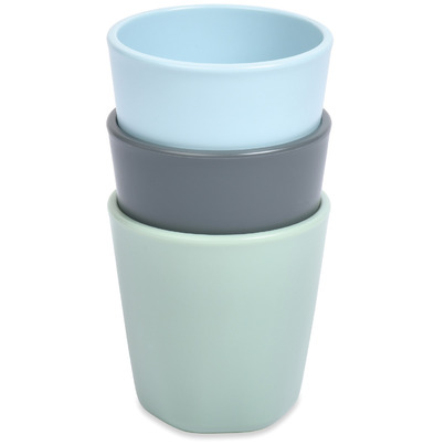 Tiny Twinkle Plastic Tableware Cups Set Sage, Charcoal And Ice Blue