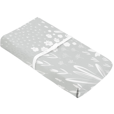 Kushies Percale Changing Pad Cover With Slits For Straps Bunny Grey