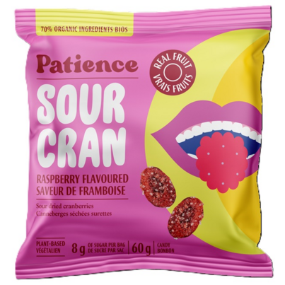 Patience Fruit & Co. Sour Cran Dried Cranberries Candies Raspberry