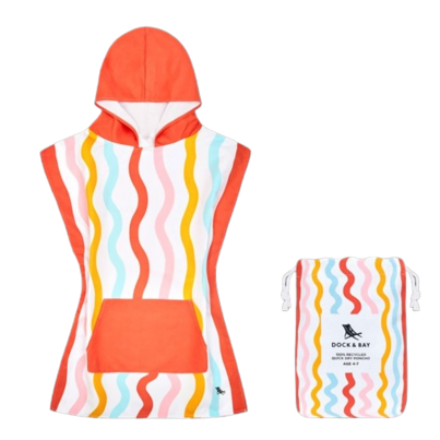 Dock & Bay Kid's Quick Dry Poncho Squiggle Face
