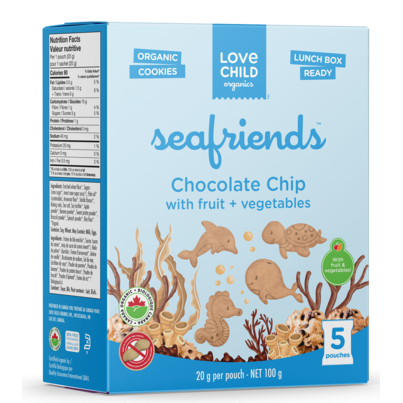 Love Child Organics Seafriends Chocolate Chip Cookies Snack Pack