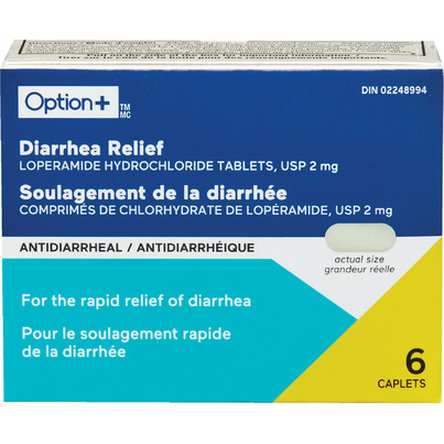 Option+ Diarrhea Relief Loperamide Hydrochloride Tablets USP 2mg