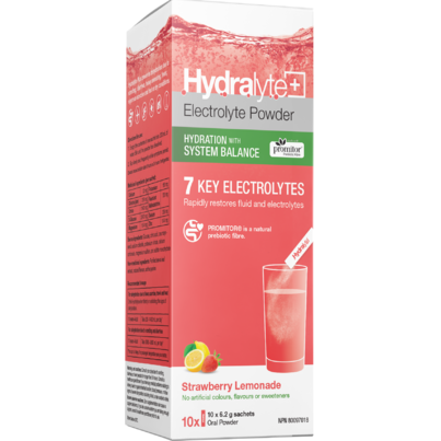 Hydralyte+ Electrolyte Powder Strawberry Lemonade