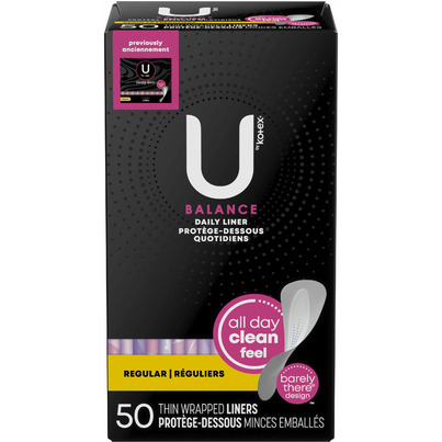 U By Kotex Balance Daily Wrapped Panty Liners Regular Length