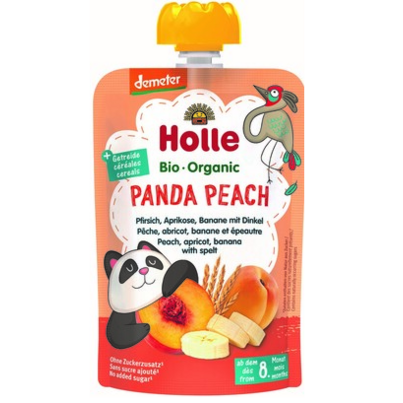 Holle Organic Pouch Panda Peach Peach, Apricot, Banana With Spelt