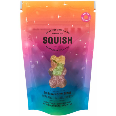 SQUISH Vegan Sour Rainbow Bears Gourmet Candy