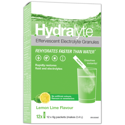 Hydralyte Effervescent Electrolyte Granule Sticks Lemon Lime