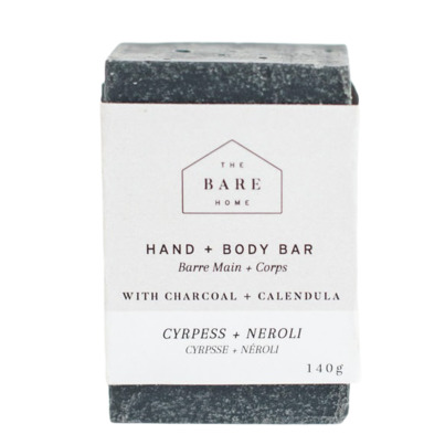 The Bare Home Charcoal Hand + Body Bar Soap Cypress + Neroli