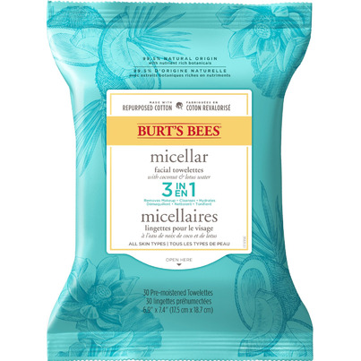 Burt's Bees 3 In1 Micellar Facial Cleanser Wipes With Coconut & Lotus Water