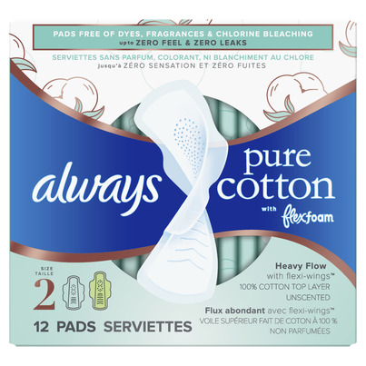 Always Pure Cotton With FlexFoam Pads Heavy Flow