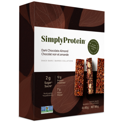 Simply Protein Dark Chocolate Almond Plant Based Snack Bars
