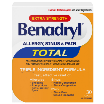 Benadryl Total Allergy Sinus & Pain Medicine Extra Strength 25mg
