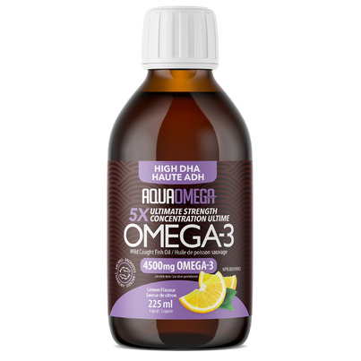 AquaOmega High DHA Omega-3 Fish Oil Lemon