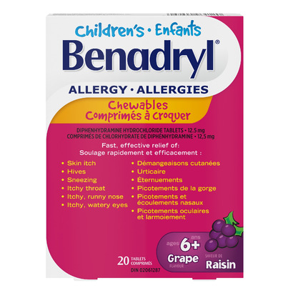 Benadryl Children's Allergy Symptom Relief Chewables Grape