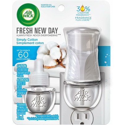 Air Wick Plug In Scented Oil Kit Fresh New Day Simply Cotton